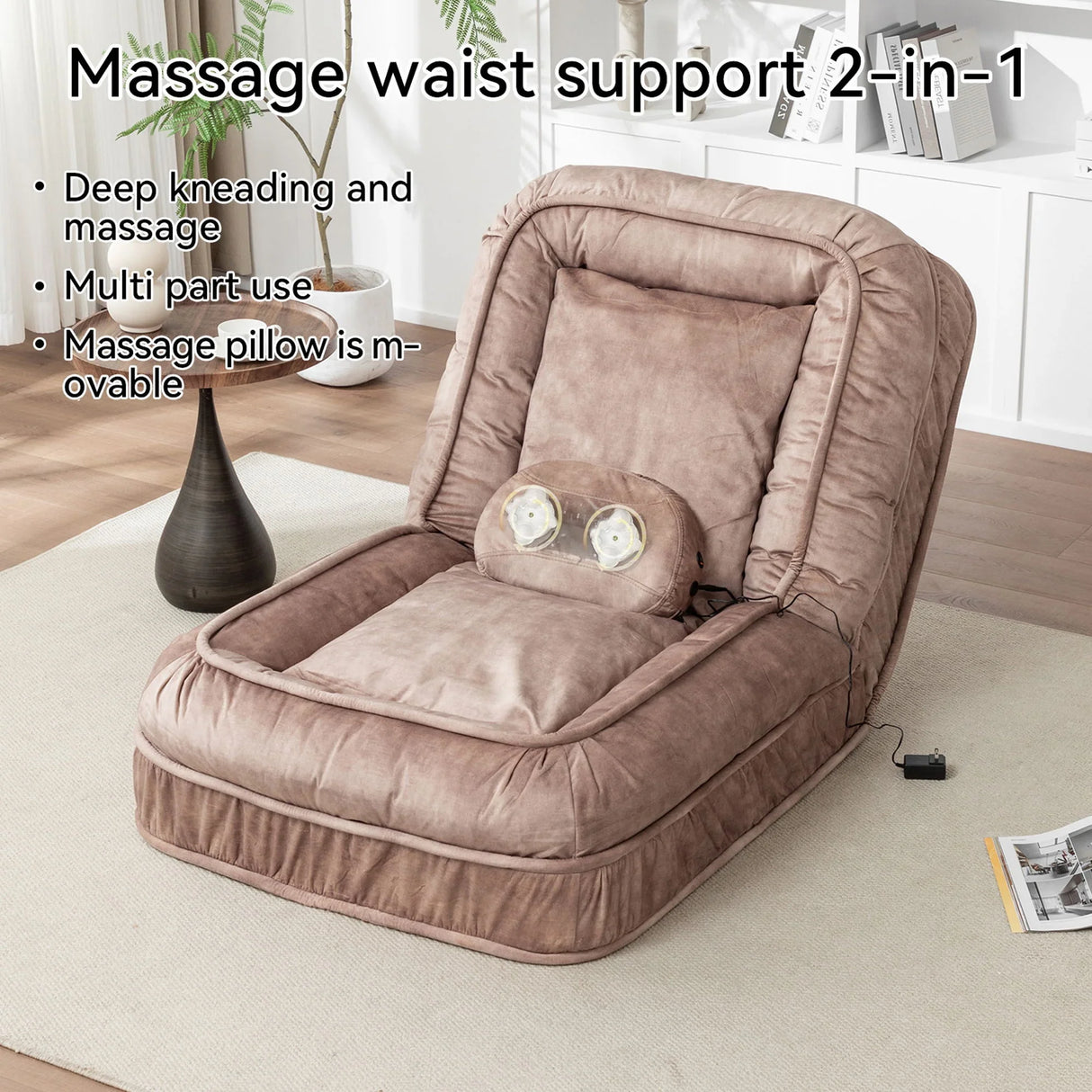 Upholstered Human Dog Bed And Pets, Bean Bag Floor Sofa With Massage Pillow, 5 Adjustable Positions & 2 Soft Pillows - Furniture Home Direct