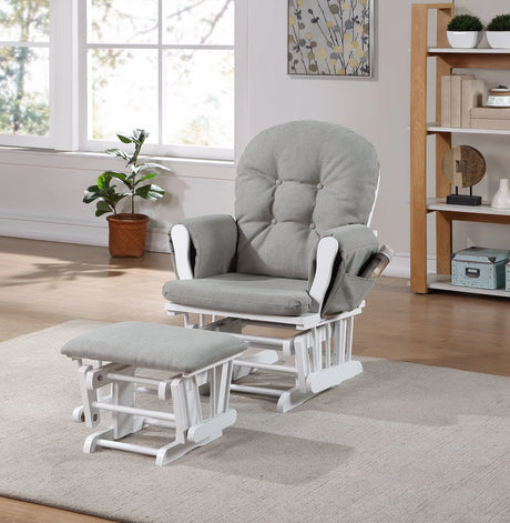 Mason - Glider And Ottoman White Wood - Furniture Home Direct