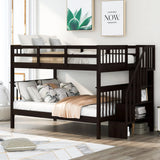 Stairway Bunk Bed With Storage And Guard Rail For Bedroom - Furniture Home Direct