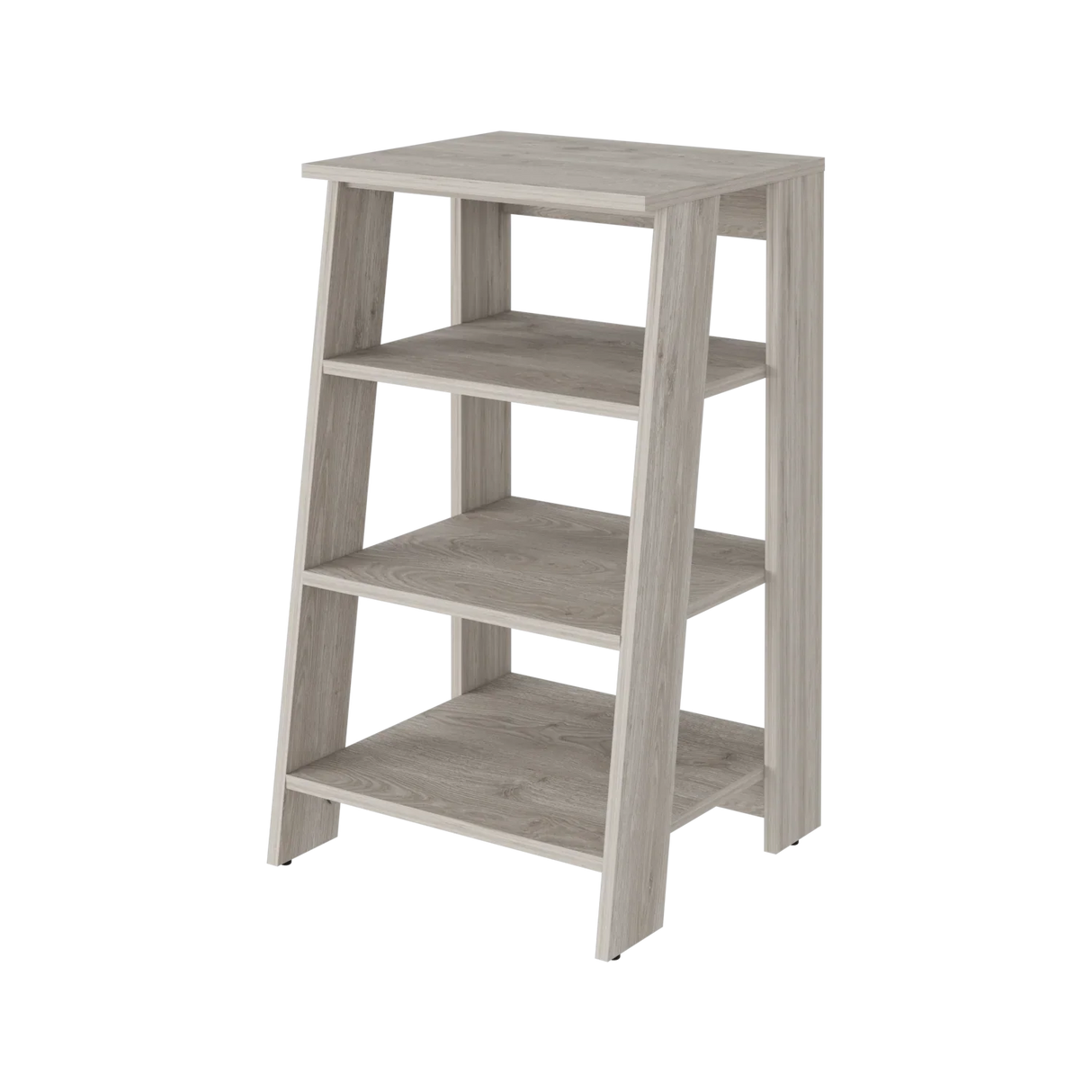Ladder Bookcase Modern Four-Tier Wood Shelving Light Gray - Furniture Home Direct