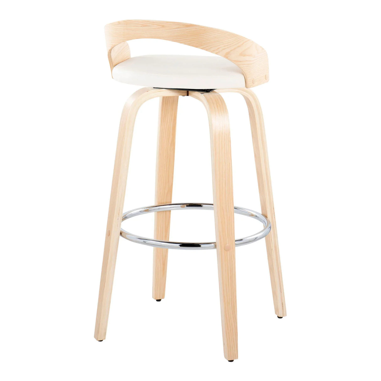 Grotto - Contemporary Fixed-Height Barstool With Swivel With Round Footrest (Set of 2) - Furniture Home Direct