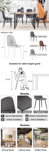 Dining Chair Set Modern Upholstered Linen Cotton Dark Gray - Furniture Home Direct