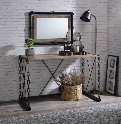 Jodie - Console Table - Rustic Oak / Antique Black - Furniture Home Direct
