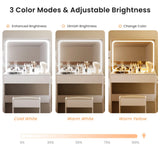 Vanity Table With LED Mirror And Built In Storage White - Furniture Home Direct