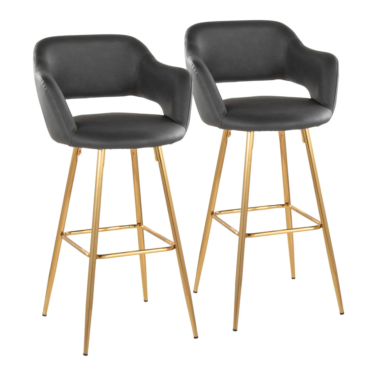 Margarite - Contemporary Fixed Height Barstool With Footrest (Set of 2) With Square - Furniture Home Direct