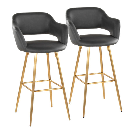 Margarite - Contemporary Fixed Height Barstool With Footrest (Set of 2) With Square - Furniture Home Direct