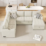 U-Shaped Sofa Sectional Sofa Pull-Out Sofa Bed With A Storage Chaise Lounge, Charging Devices For Living Room - Furniture Home Direct