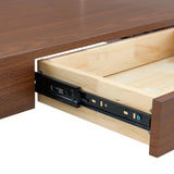 Coffee Table Two Tier Glass Top With Drawer Dark Walnut - Furniture Home Direct