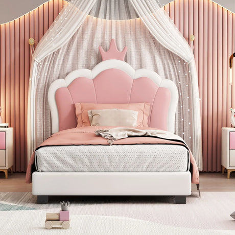 Upholstered Princess Platform Bed With Crown Headboard - Furniture Home Direct