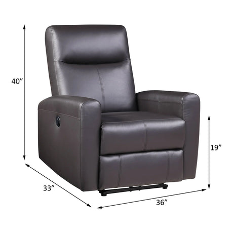 Blane - Top Grain Leather Match Power Motion Recliner - Brown - Furniture Home Direct