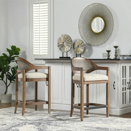 Americana - Mid-Century Modern Cane Back Counter Stool - Furniture Home Direct