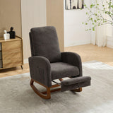 High Back Glider Rocking Chair With Retractable Footrest And Rubber Wood Legs - Furniture Home Direct