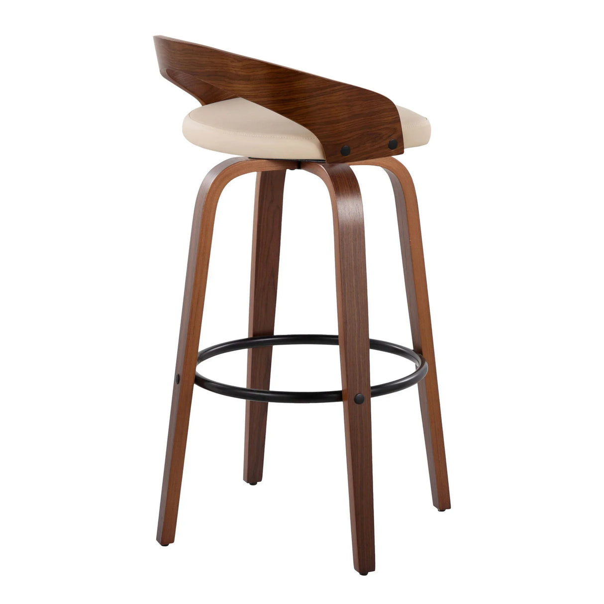 Grotto - Mid Century Modern Fixed Height Barstool & Swivel With Round Footrest (Set of 2) - Furniture Home Direct