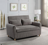 Justine - Corduroy Convertible Sleeper Loveseat - Brown - Furniture Home Direct