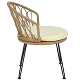 Outdoor Rattan Bistro Set With Glass Top Cushions Beige - Furniture Home Direct