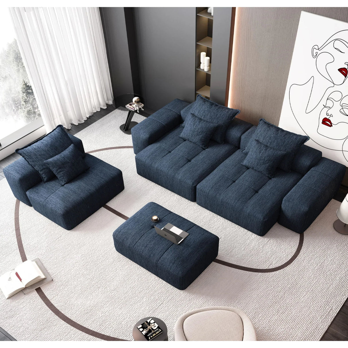 Modern Oversized Diy Combination Modular Sectional Sofa With Pillows - Furniture Home Direct