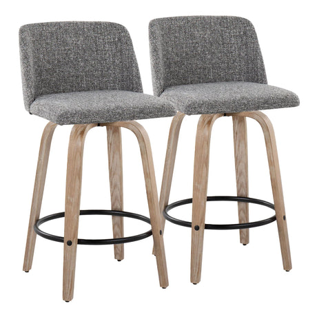 Toriano - Contemporary Fixed-Height Counter Stool & Swivel With Round Footrest (Set of 2) - Furniture Home Direct