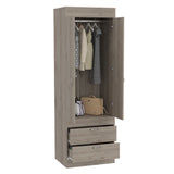Wardrobe With Double Doors And Drawers In Light Gray - Furniture Home Direct