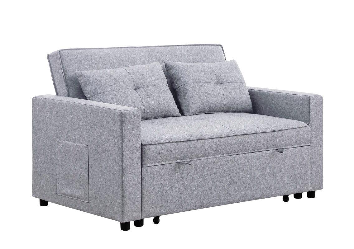 Zoey - Linen Convertible Sleeper Loveseat With Side Pocket - Furniture Home Direct