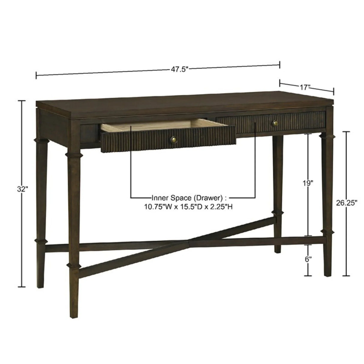 Fluted - 2 Drawer Storage Console Table - Brown - Furniture Home Direct