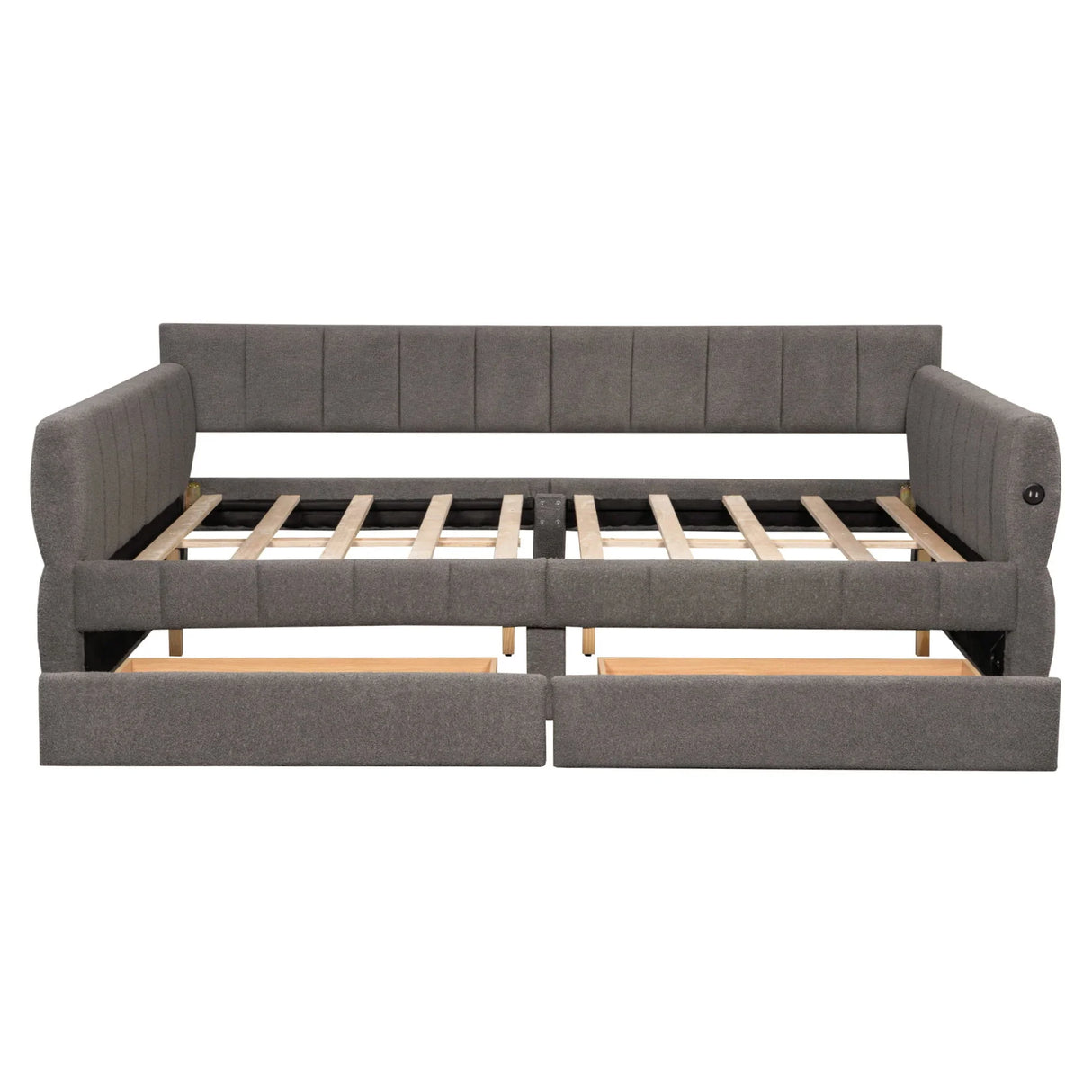 Upholstered Platform Bed With USB And 2 Drawers - Furniture Home Direct