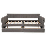 Upholstered Platform Bed With USB And 2 Drawers - Furniture Home Direct
