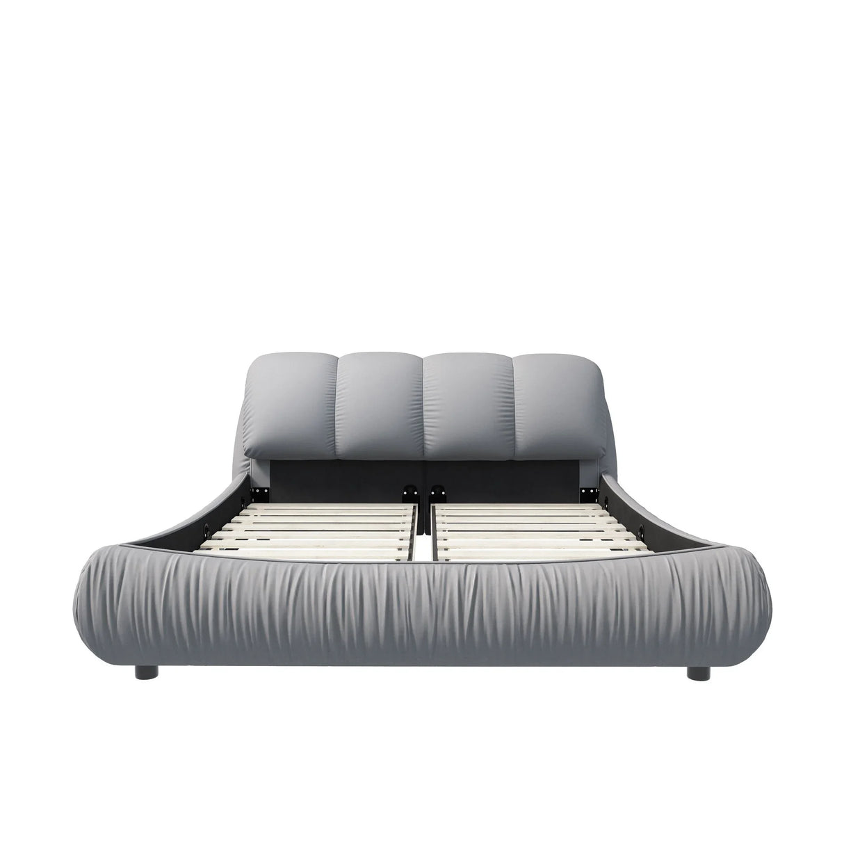 Luxury Upholstered Platform Bed With Oversized Padded Backrest And Solid Wood Frame - Furniture Home Direct
