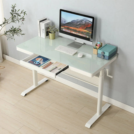 Standing Desk With Metal Drawer, Adjustable Height Stand Up Desk, Sit Stand Home Office Desk, Ergonomic Workstation - Furniture Home Direct