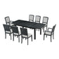 Topmax - Rustic Extendable Dining Table Set With Removable Leaf, 6 Upholstered Armless Dining Chairs And 2 Padded Arm Chairs, 9 Pieces - Furniture Home Direct