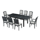 Topmax - Rustic Extendable Dining Table Set With Removable Leaf, 6 Upholstered Armless Dining Chairs And 2 Padded Arm Chairs, 9 Pieces - Furniture Home Direct