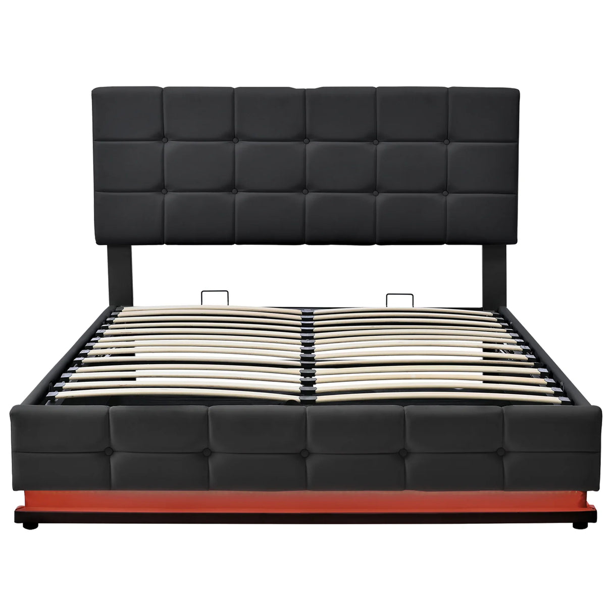 Queen Platform Bed Tufted Upholstered Storage Led Black - Furniture Home Direct
