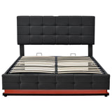 Queen Platform Bed Tufted Upholstered Storage Led Black - Furniture Home Direct