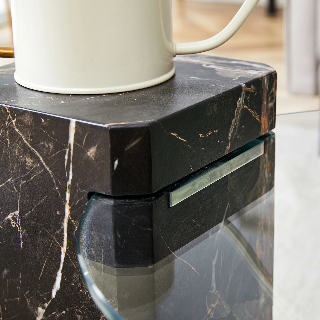 Detachable Double-Decker Black Patterned Coffee Table - Furniture Home Direct