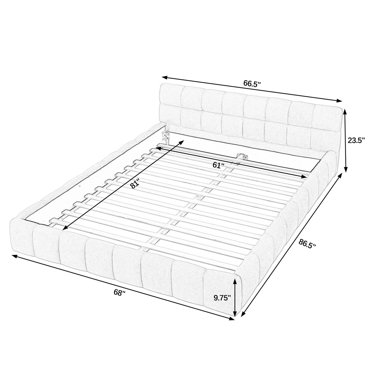 Modern Platform Bed Frame With Thick Chenille Fabric - Furniture Home Direct