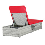 Chaise Lounge Outdoor Set Of 2 Cushioned Rattan Red - Furniture Home Direct
