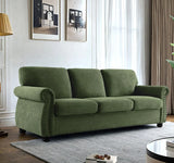Soft Sofa, Upholstered 3 Seater Couch With High Density Foam, Loose Back Cushions And Turned Legs - Furniture Home Direct
