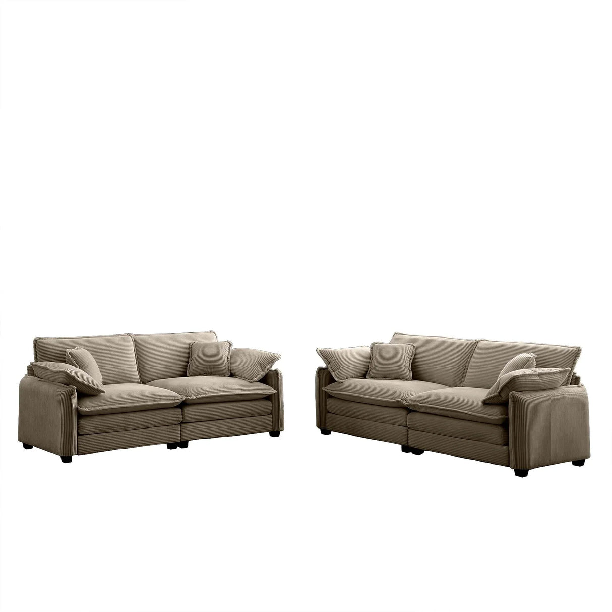 Modern 2 Piece Corduroy Living room Set - Light Brown - Furniture Home Direct