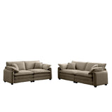 Modern 2 Piece Corduroy Living room Set - Light Brown - Furniture Home Direct