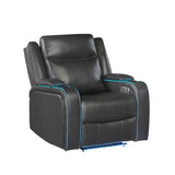 LED Power Recliner with Lift Arm Storage Charcoal USB