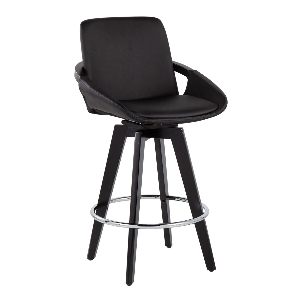 Cosmo - Contemporary Fixed Height Counter Stool With Swivel And Round Footrest (Set of 2) - Furniture Home Direct