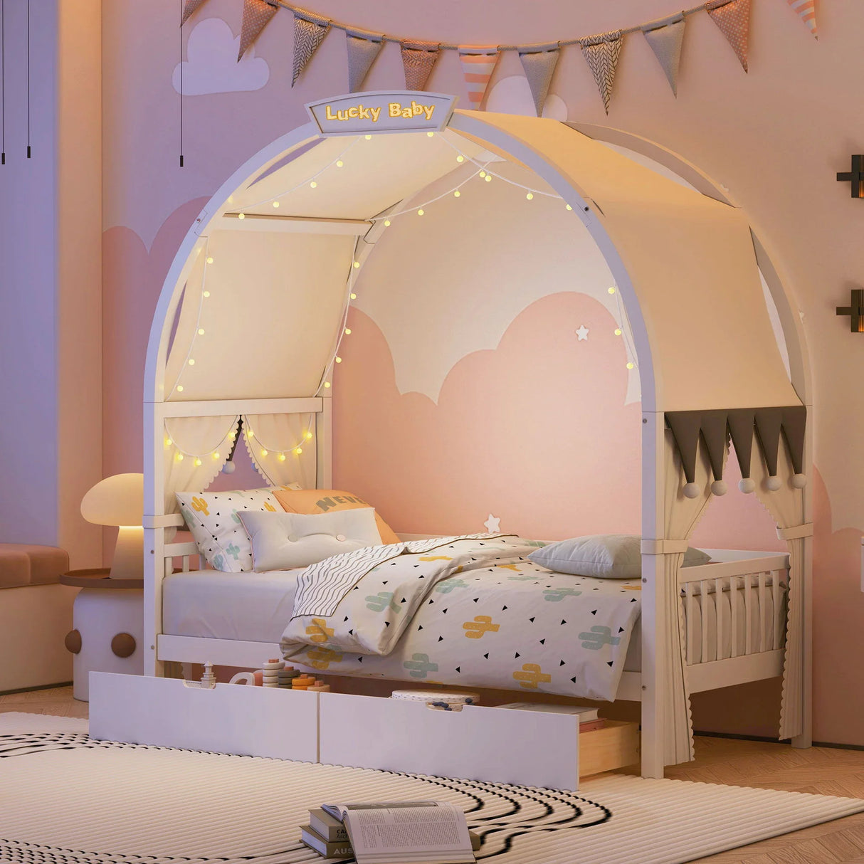 Bed With Arched Roof And 2 Drawers - Furniture Home Direct