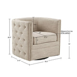 Swivel Chair With Tufted Barrel Design And Nailhead Accents - Furniture Home Direct
