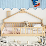 House-Shaped Bedside Floor Bed With Guardrails, Slats, Without Door - Furniture Home Direct
