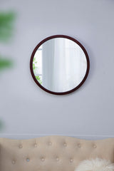 Circle Wall Mirror With Wooden Frame, Wall Mirror For Living Room - Furniture Home Direct
