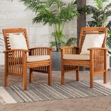 Modern 2 Piece Slat Back Patio Chairs With Cushions - Furniture Home Direct