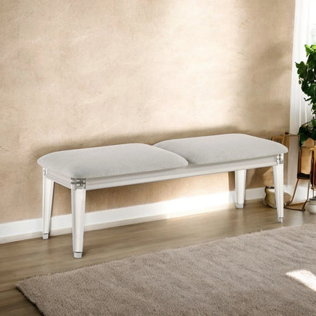 Laveda - Boucle Bench - Light Gray / White - Furniture Home Direct