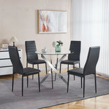 Dining Table With Cross Metal Leg And Tempered Glass, Modern Space Saving Kitchen Table For Living Room - Furniture Home Direct