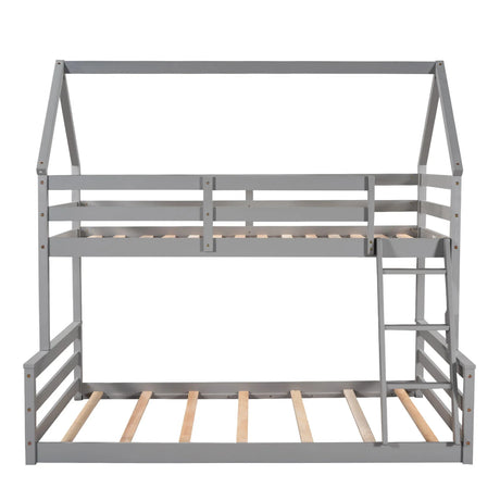 Twin Over Full House Bunk Bed With Built-In Ladder - Furniture Home Direct