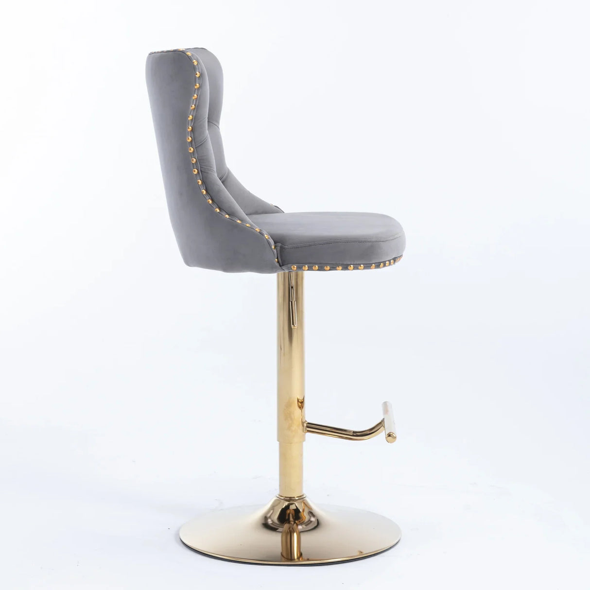 Bar Stools Velvet Upholstered Swivel Backed Set Of 2 Gray - Furniture Home Direct