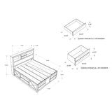 Lucille - 5 Piece Bedroom Set With Storage Drawers And Bookcase Headboard - Furniture Home Direct